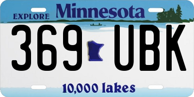 MN license plate 369UBK