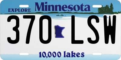 MN license plate 370LSW