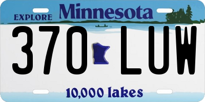 MN license plate 370LUW