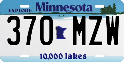 MN license plate 370MZW