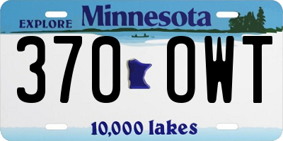 MN license plate 370OWT