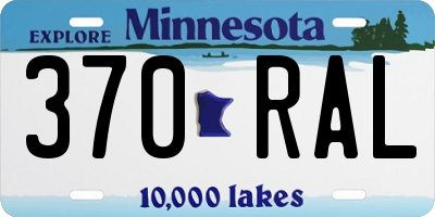 MN license plate 370RAL