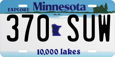 MN license plate 370SUW