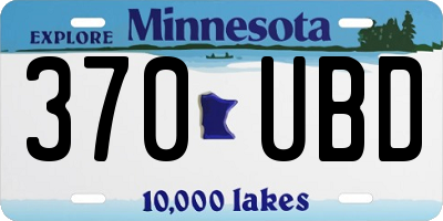 MN license plate 370UBD