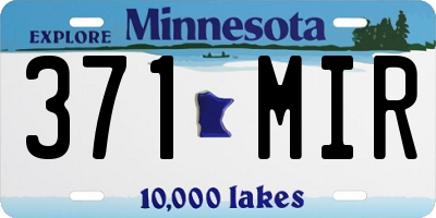 MN license plate 371MIR