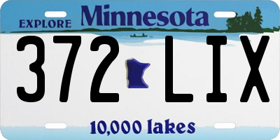 MN license plate 372LIX