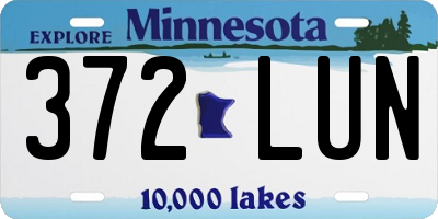 MN license plate 372LUN
