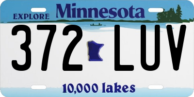 MN license plate 372LUV