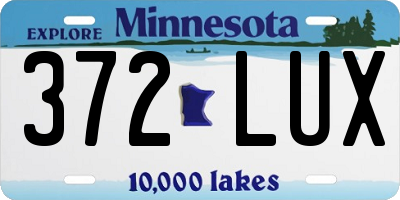 MN license plate 372LUX