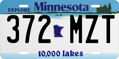 MN license plate 372MZT