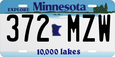 MN license plate 372MZW