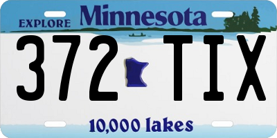 MN license plate 372TIX