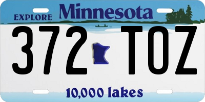 MN license plate 372TOZ