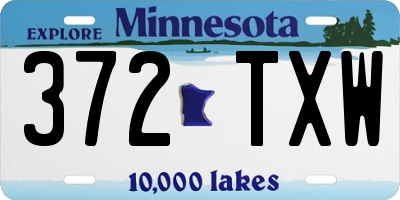 MN license plate 372TXW