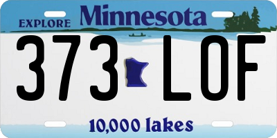 MN license plate 373LOF