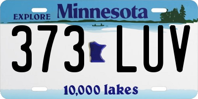 MN license plate 373LUV