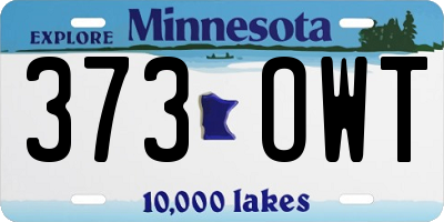 MN license plate 373OWT