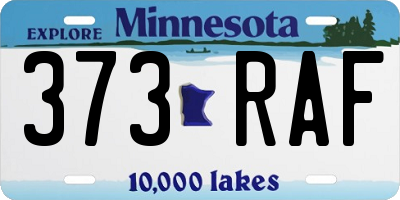 MN license plate 373RAF