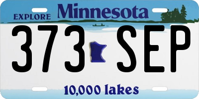 MN license plate 373SEP