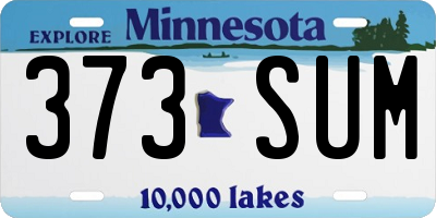 MN license plate 373SUM