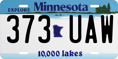 MN license plate 373UAW