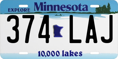 MN license plate 374LAJ