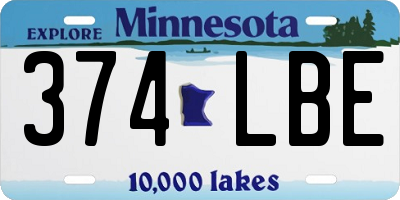 MN license plate 374LBE