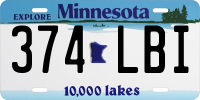 MN license plate 374LBI