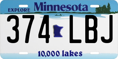 MN license plate 374LBJ