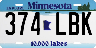 MN license plate 374LBK