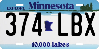 MN license plate 374LBX