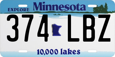 MN license plate 374LBZ