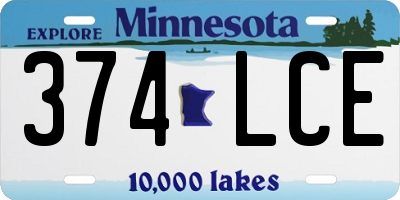 MN license plate 374LCE