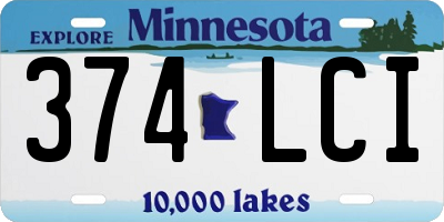 MN license plate 374LCI