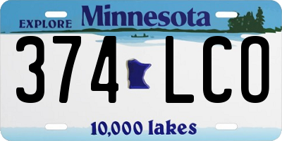 MN license plate 374LCO
