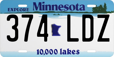 MN license plate 374LDZ