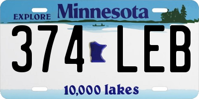 MN license plate 374LEB