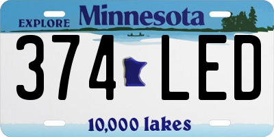 MN license plate 374LED