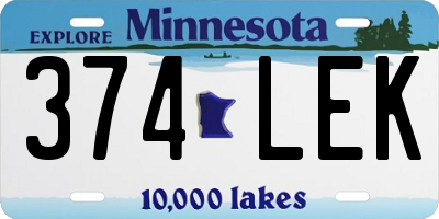 MN license plate 374LEK