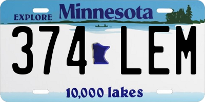 MN license plate 374LEM