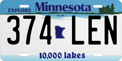 MN license plate 374LEN