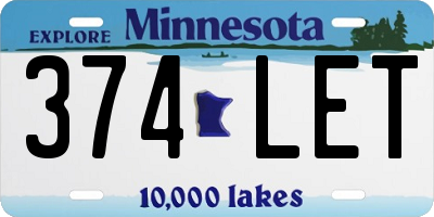 MN license plate 374LET