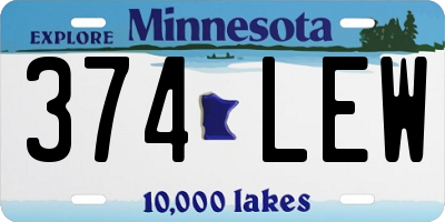 MN license plate 374LEW