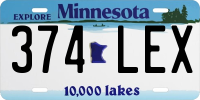 MN license plate 374LEX