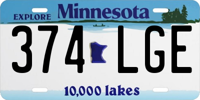 MN license plate 374LGE