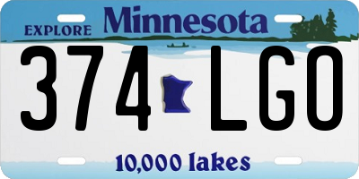 MN license plate 374LGO