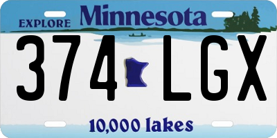 MN license plate 374LGX