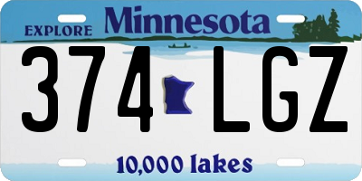 MN license plate 374LGZ