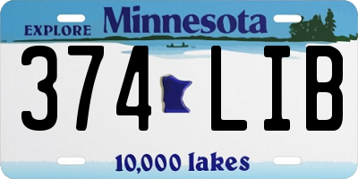 MN license plate 374LIB