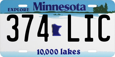 MN license plate 374LIC